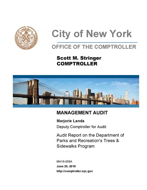 Meaning of comptroller in english. Comptroller Stringer Audit Finds NYC Parks Sidewalk ...