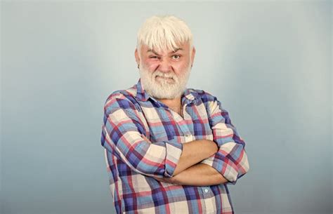 Typical Grandpa Elderly People Bearded Man With White Hair Wear