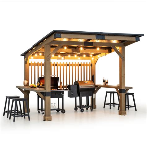 Buy Sunjoy Wooden Grill Gazebo Ft X Ft Outdoor Cedar Frame BBQ