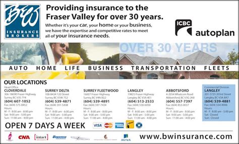 Get the inside scoop on jobs, salaries, top office locations, and ceo insights. B & W Insurance Brokers - Opening Hours - 108-8434 120 St, Surrey, BC