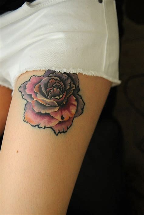 This half design of a flower is one that looks pretty cool as a hand design. Colorful Rose Leg Tat | Best tattoo design ideas