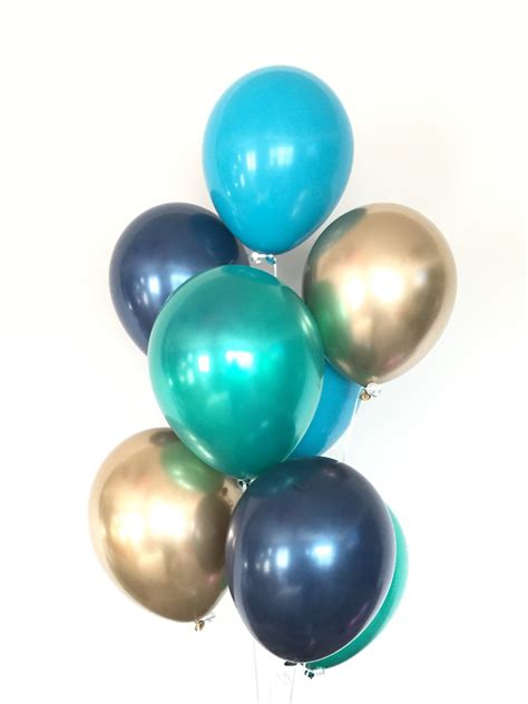 Green And Navy Balloons Navy And Gold Balloons Teal Bridal Shower