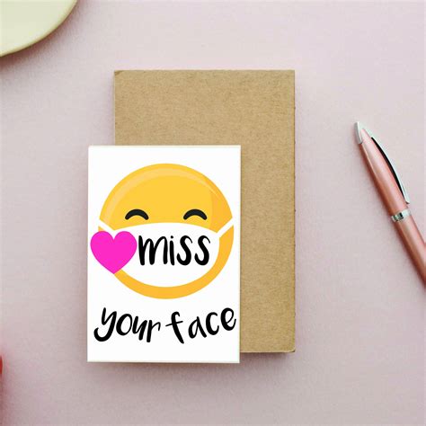 Printable Greeting Card Miss Your Face Missing You Card Etsy In 2021