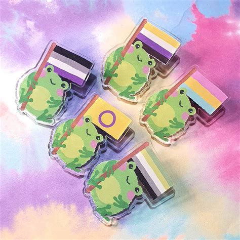 lgbt pride flag frog pin 100 recycled acrylic etsy