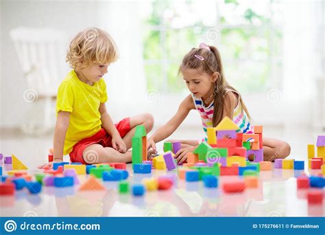 Child Playing With Toy Blocks Toys For Kids Stock Image Image Of