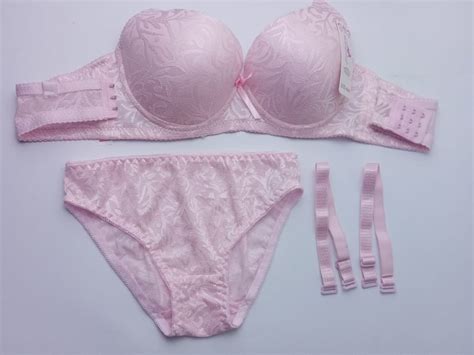 sexy padded soft pink bra and panties set gutspk