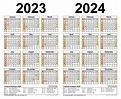 2023-2024 Two Year Calendar - Free Printable Word Templates