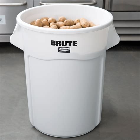 Rubbermaid Fg265500wht Brute White 55 Gallon Round Trash Can