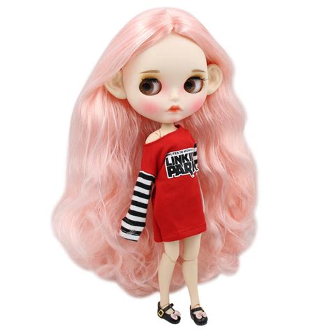 Icy Dbs Blyth Doll 16 Toy White Skin Joint Body Pink Mix White Hair Matte Face With Eyebrow