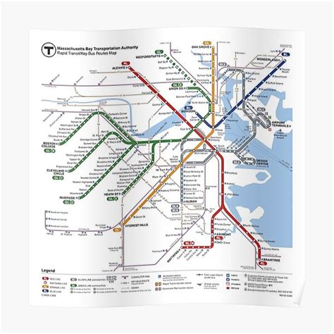 Boston MBTA Map Poster For Sale By Casper Redbubble