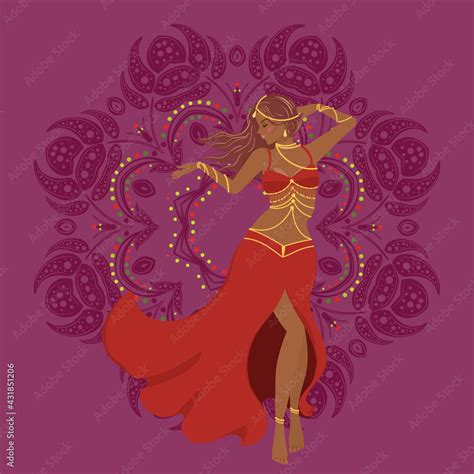 Belly Dancer Girl In Red Dress Design Stock Vector Adobe Stock