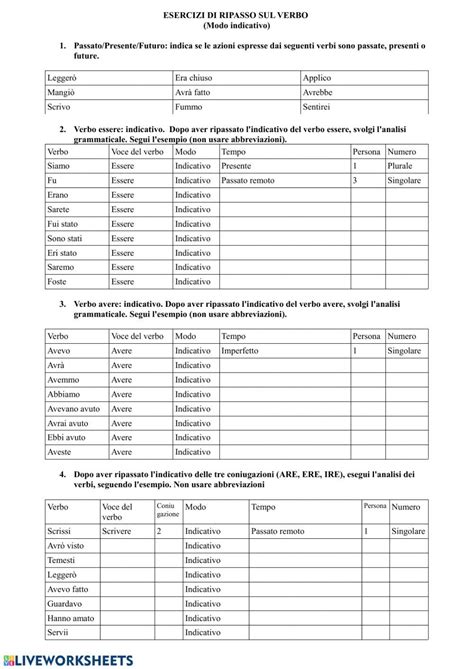 Verbi Modo Indicativo Online Worksheet For You Can Do The