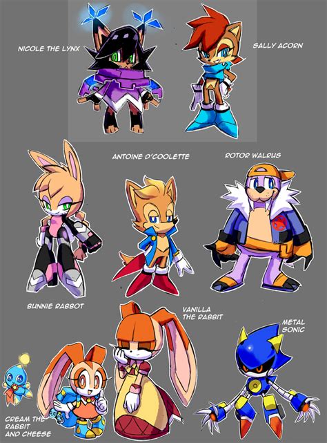 Safe Artist Drawloverlala Antoine D Coolette Sonic Bunnie Rabbot Sonic Cheese