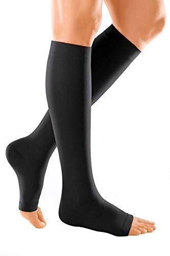 Medi Duomed Soft Bs Ccl 1 Compression Stockings Below Knee Open Toe Black Small Uk