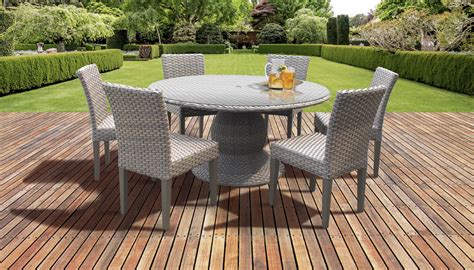 Florence 60 Inch Outdoor Patio Dining Table With 6 Armless Chairs