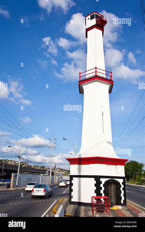 Historic British Colonial Lighthouse In Port Of Spain Trinidad Stock