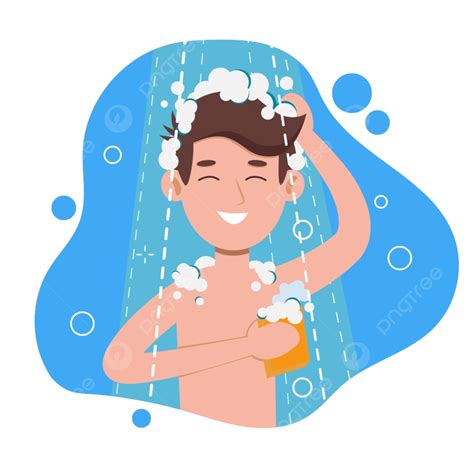Taking A Shower Vector Hd Png Images Young Man Taking Shower In