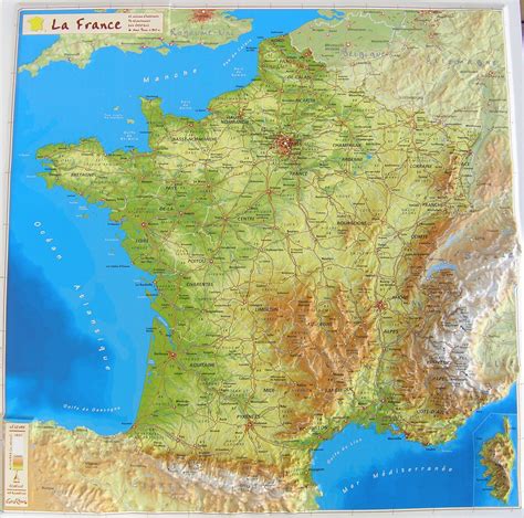 3D-Reliefkarte Frankreich - 3D-Relief Wandkarten