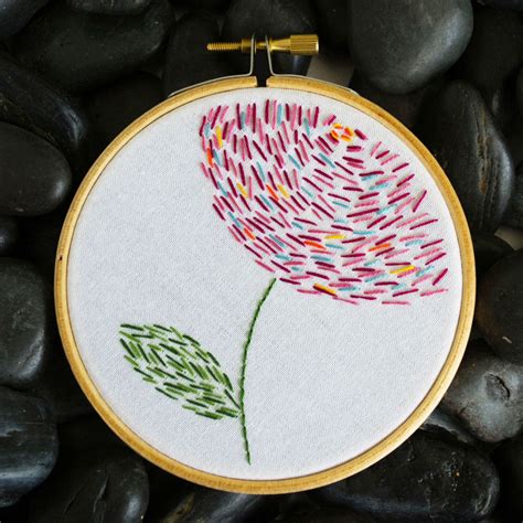 Modern Hoop Art Kit Hand Embroidery Kit Abstract Flower By
