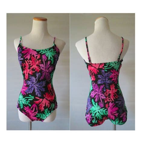 80s Bathing Suit Floral One Piece Swimsuit Etsy Floral One Piece