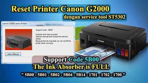 Cara Reset Printer Canon G Support Code B Dengan Service Tool St Work Semua G