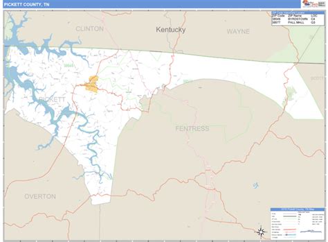 Pickett County Tennessee Zip Code Wall Map