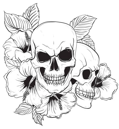 Vintage Floral Skull Tattoo Anatomy Depicting A Floral Skeleton In