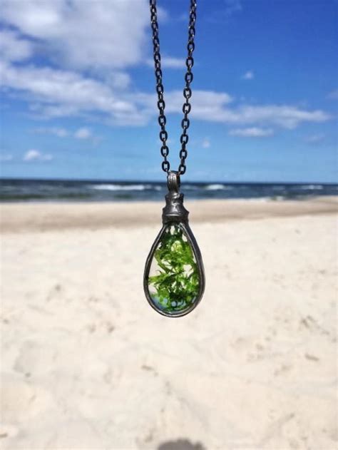 Real Moss Necklace Moss Terrarium Natural Moss Green Moss Pendant