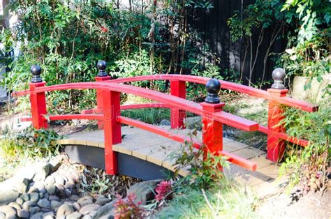 Japanese Red Bridge For Garden Decoration In Japanese Garden Style