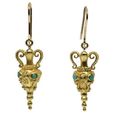 Turquoise Diamond Gold Drop Earrings For Sale At Stdibs