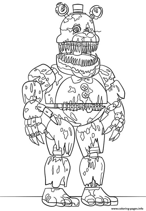 Nightmare Fredbear Scary Fnaf Coloring Pages Printable