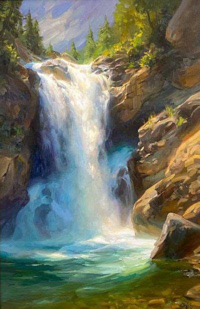 Kathleen Hudson For Fine Art Landscape Art Painting Waterfall Art