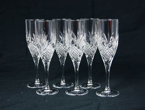 Set Of 6 High Quality Cut Glass Crystal Champagne Flutes 19012725 Vinterior
