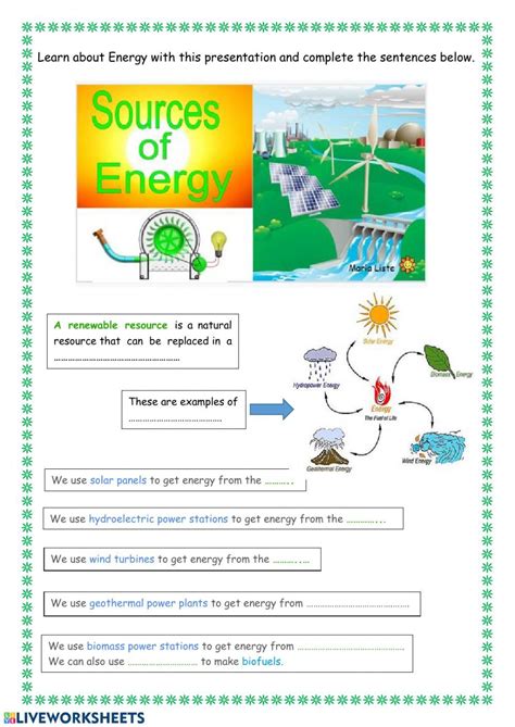 Science Sources Of Electrical Energy Upper Worksheets Ready Ed