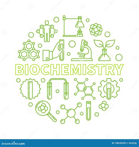 Biochemistry Vector Golden Illustration In Outline Style