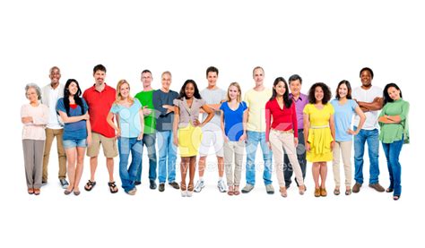 Multi Ethnic Group Of Happy People Standing Together Stock Photo