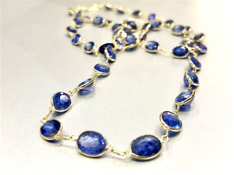 Ceylon Blue Sapphire Necklace 14kt Gold Lihiniya Gems