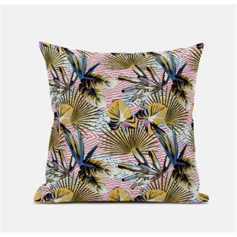 Plant Illusion Throw Fabric Pillow In White Light Blue Gold 18x18 1