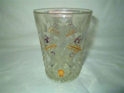 Antique Northwood 1800 S Glass Tumbler Drinking Glass Holly With Gold Trim Carol S True