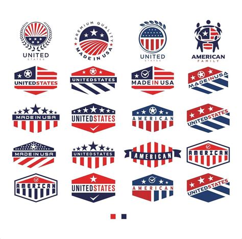Big Set Of United States Logo Design Made In Usa Logo American Flag