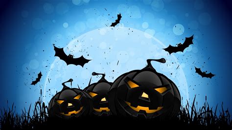 1920x1080 Full Moon Horror Creepy Bat Trees Evil Pumpkin Holiday