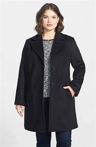 Kristen Blake Single Breasted Wool Blend Walking Coat Plus Size