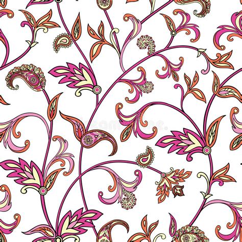 Floral Seamless Pattern Flower Swirl Background Arabic Ornament With