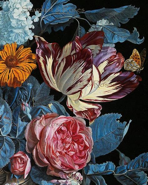 Antique Floral Art Print Download Instant Digital Vintage Etsy