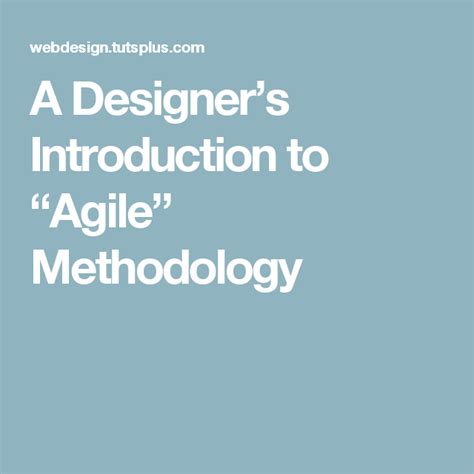 A Designers Introduction To Agile Methodology Introduction Design
