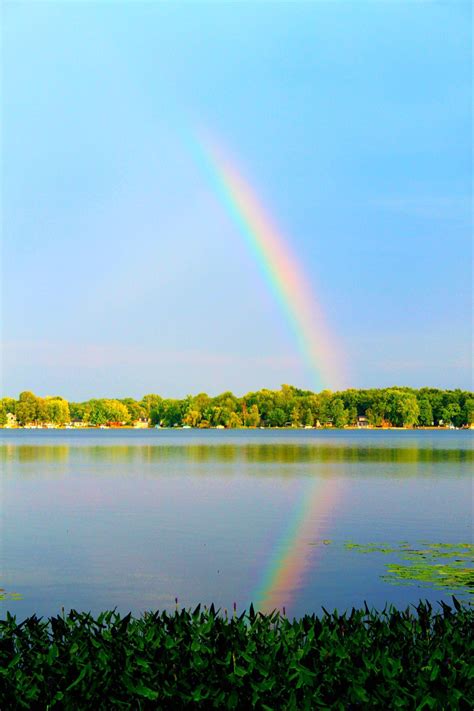 Rainbow Over Pretty Lake Indiana Wish I Saw This Myself Rainbow Sky