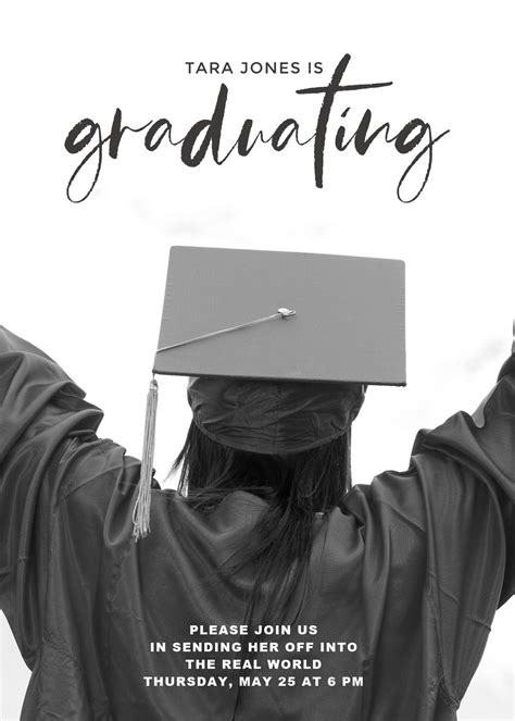 Graduating Black Customizable Graduation Announcement Template