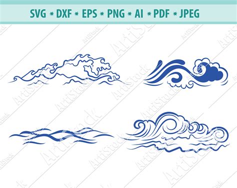 Ocean Svg Waves Cut Files For Silhouette Waves Files For Cricut Sea Svg