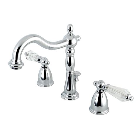 kingston brass victorian crystal 8 in widespread 2 handle bathroom faucet in chrome hkb1971wll