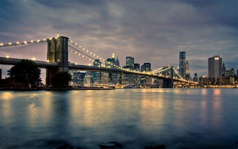 Brooklyn Bridge Manhattan City New York Lights City Lights